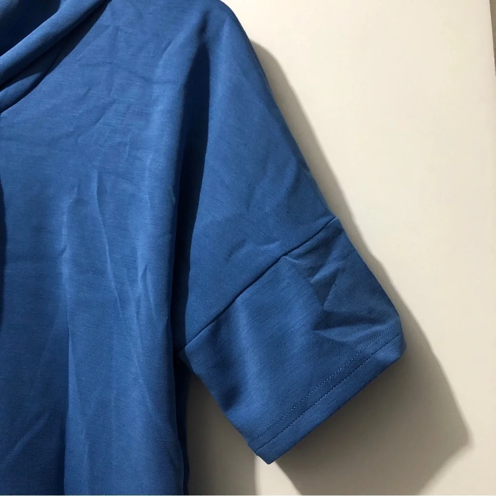 Cable & Gauge Dress Women Large Blue Blend Round Neck Hooded Short Sleeve Beach - Picture 3 of 7